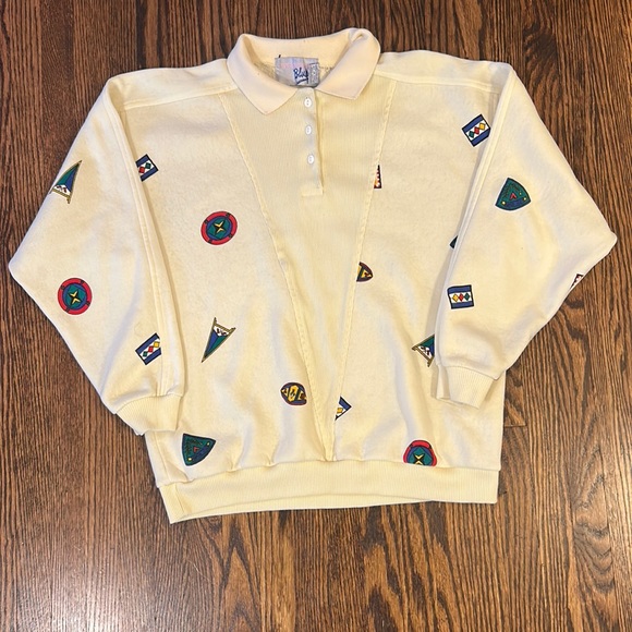 Vintage 80s Collared Sweatshirt - Picture 1 of 8